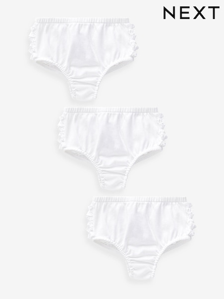 White Baby 100% Cotton Knickers 3 Pack (0mths-2yrs) (623936) | £8