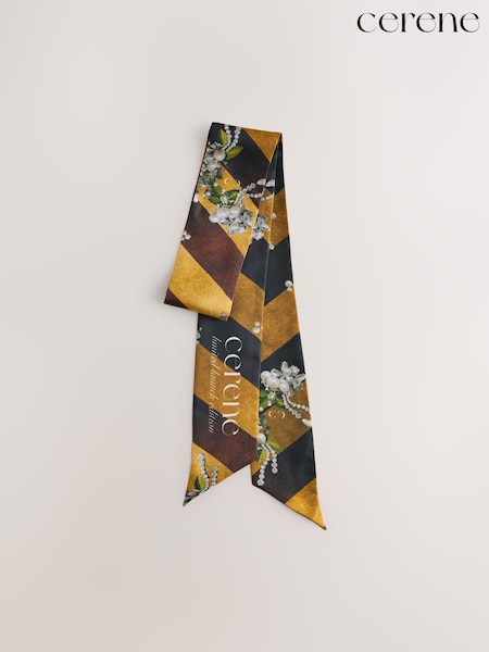 Gold Cerenity Floral Print - Cerene Skinny Scarf