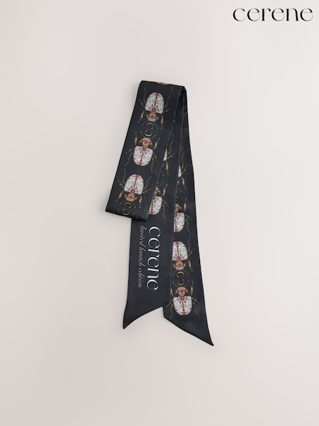 Black Regal Print - Cerene Skinny Scarf