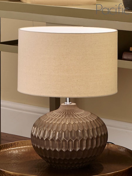 Pacific Bronze Cassius Textured Glazed Ceramic Table Lamp (624581) | £130