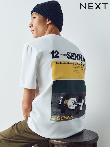 White - Regular Senna Racing Car Regular Fit Motionflex T-shirt