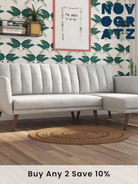Novogratz Grey Brittany Linen Sectional Sofa Bed (625339) | £573