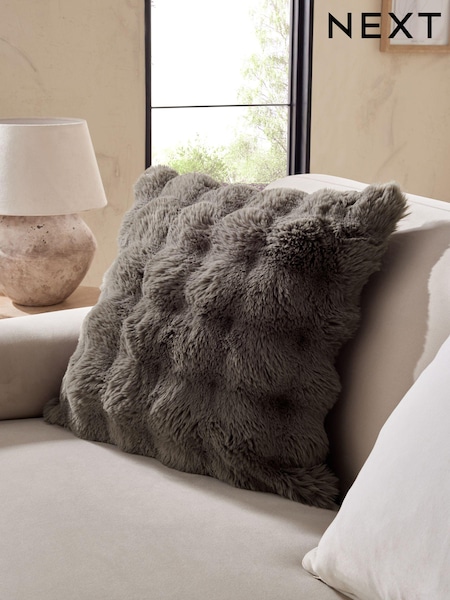 Charcoal Grey 50 x 50cm Aspen Faux Fur Cushion (625883) | £18