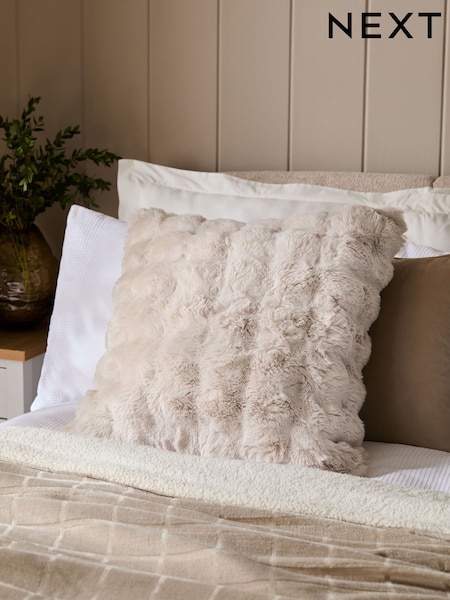 Oyster 59 x 59cm Aspen Faux Fur Cushion (626149) | £24