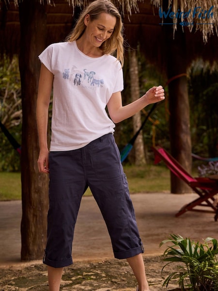 Navy Blue - Weird Fish Salena 3/4 Length Trousers