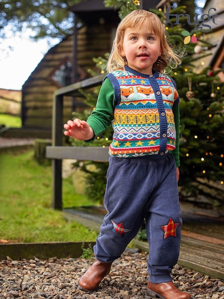 Blue - Frugi Christmas Wenn Fair Isle Waistcoat