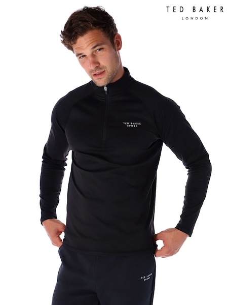 Black - Regular Ted Baker Sport Essentials 1/4 Zip Top