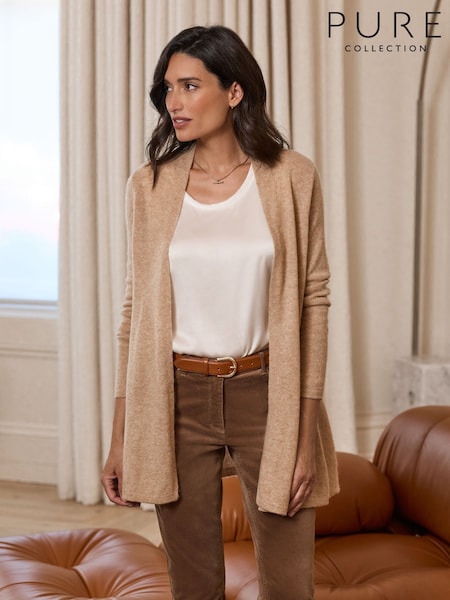 Toffee Brown - Pure Collection Lightweight Cashmere Swing Cardigan