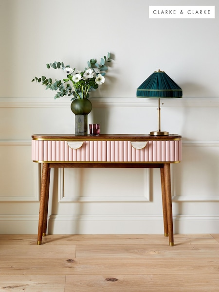 Clarke & Clarke Ribbed Pink Mango Wood Calisto Console Table (627495) | £529
