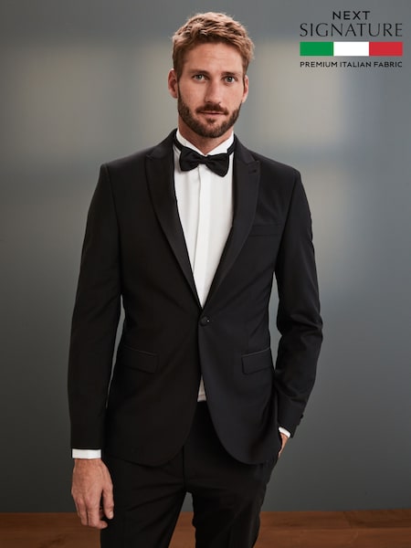 Black Regular Fit Signature Tollegno Italian Wool Suit Jacket (627774) | £130