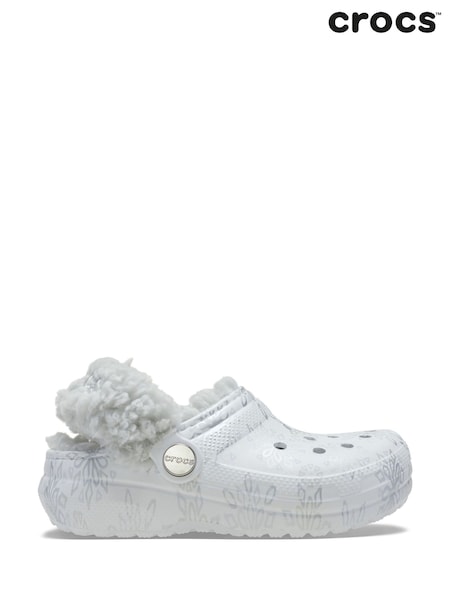White - Crocs Kids Classic Fleece Lined Clog