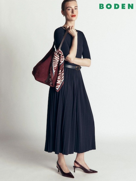 Blue - Boden Pleated Jersey Midi Dress