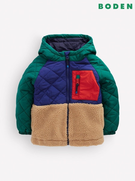 Green - Boden Quilted Borg Jacket