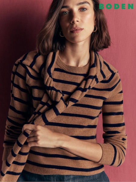 Brown - Boden Elsie Cashmere Crew Jumper