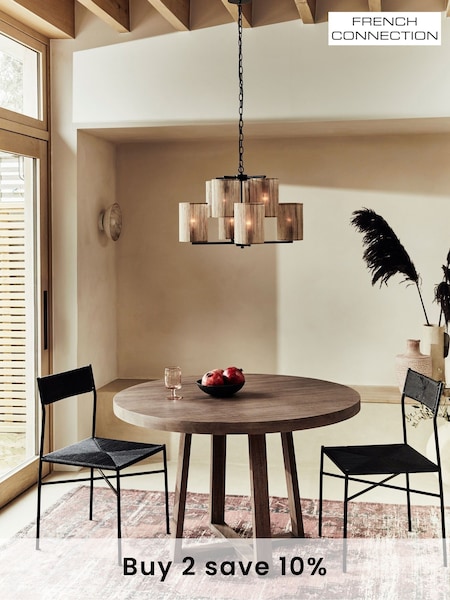 French Connection Dark Mango Wood Laredo 4 Seater Round Dining Table (628707) | £649