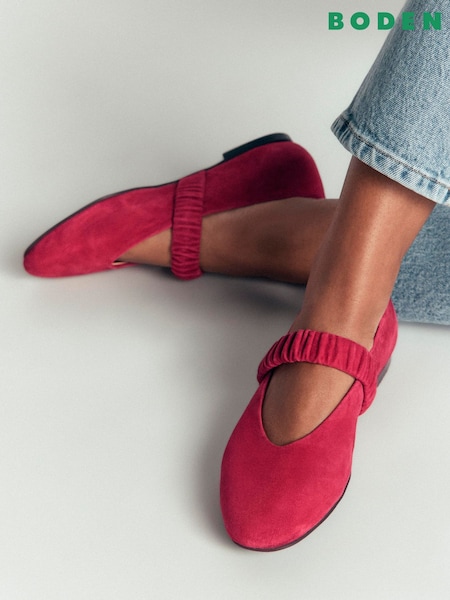 Red - Boden Camilla Ruched Ballet Flats