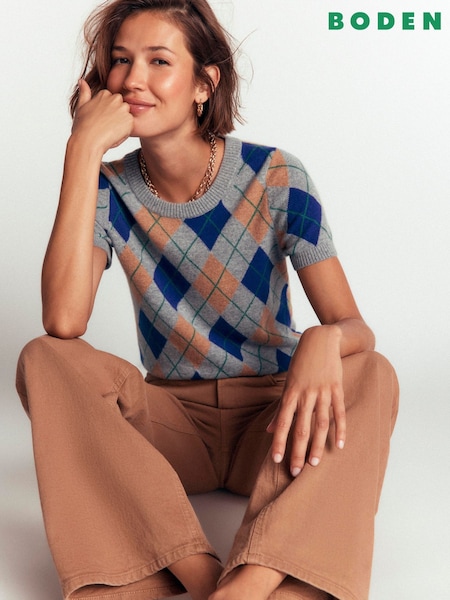 Grey - Boden Elsie Cashmere Crew Neck T-shirt