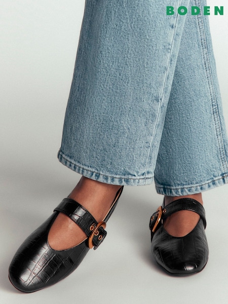 Black - Boden Kylie Flat Buckle Mary Janes Shoes
