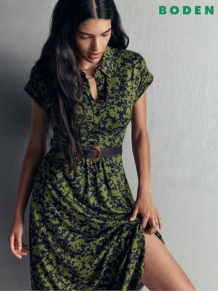 Green - Boden Fae Jersey Shirt Dress
