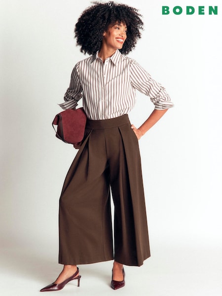 Brown - Boden Single Pleat Culottes