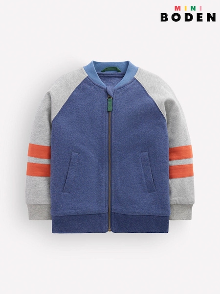 Blue - Boden Fleece Lined Bomber Jacket