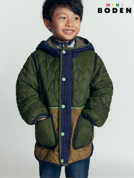 Green - Boden Onion Quilted Coat