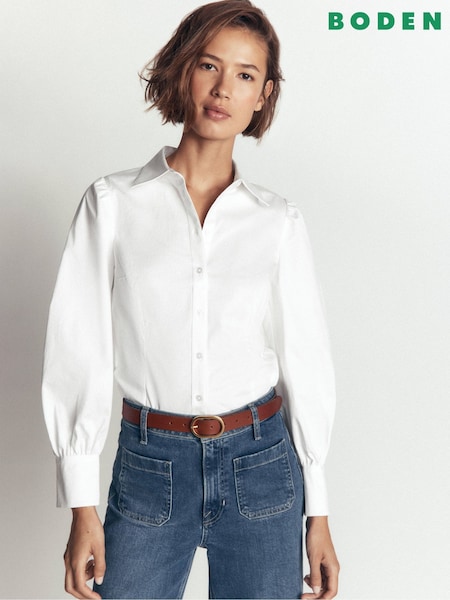 White - Boden Volume Sleeve Shirt