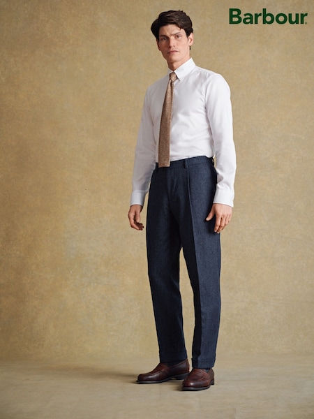 Barbour® Blue Donegal Slim Fit Suit Trousers (630316) | £149