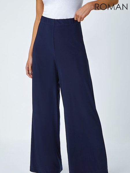 Roman Blue Petite Wide Leg Stretch Trousers (630428) | £32