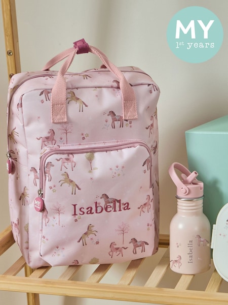 Pink - Personalised Ponies Medium Grab Handle Backpack