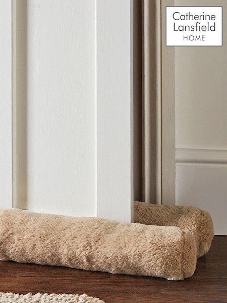 Catherine Lansfield Natural Faux Fur Soft and Cosy Draught Excluder Cushions (630792) | £20