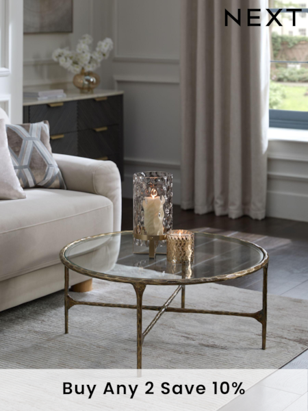Gold Wrought Glass Top Coffee Table (630835) | £375