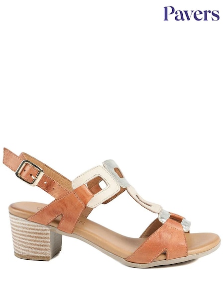 Brown - Pavers All Leather Block Heel Sandals