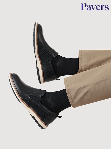 Blue - Regular Pavers Wide Fit Elasticated Slip-on Shoes