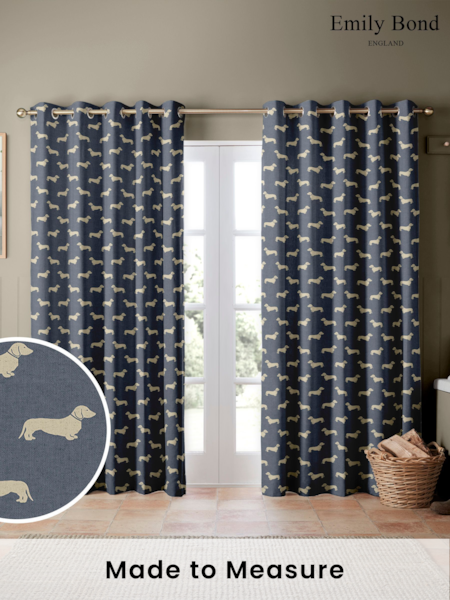 Emily Bond Indigo Blue Peggy Made to Measure 100% Cotton Curtains (631705) | £91