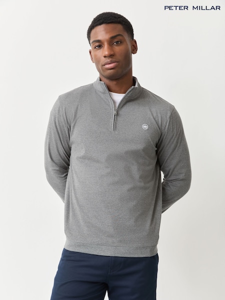 Grey - Regular Peter Millar Ardent Air Performance Quarter-zip Shirt