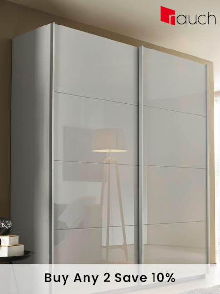 Rauch Grey 1.8m Sliding Courtney Glass Semi Fitted Wardrobe (632192) | £760