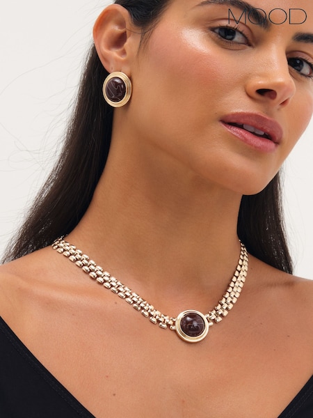 Silver/Gold Tone - Mood Resin And Chain Necklace