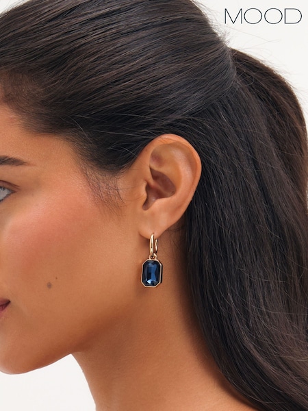 Silver - Mood Gold Plated And Blue Drop Earrings