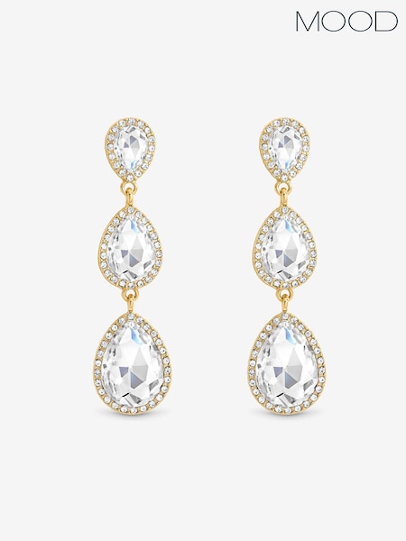 Gold Tone - Mood Gold Plated And Crystal Peardrop Earrings