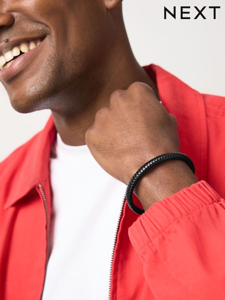 Black - Regular Black Genuine Leather Bracelet