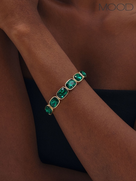 Gold - Mood Plated And Emerald Stretch Bracelet