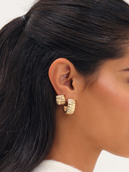 Gold - Mood Gold Plated Ridge Multipack Earrings