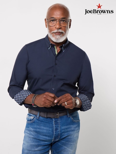 Blue - Regular Joe Browns Delightful Double Collar Shirt