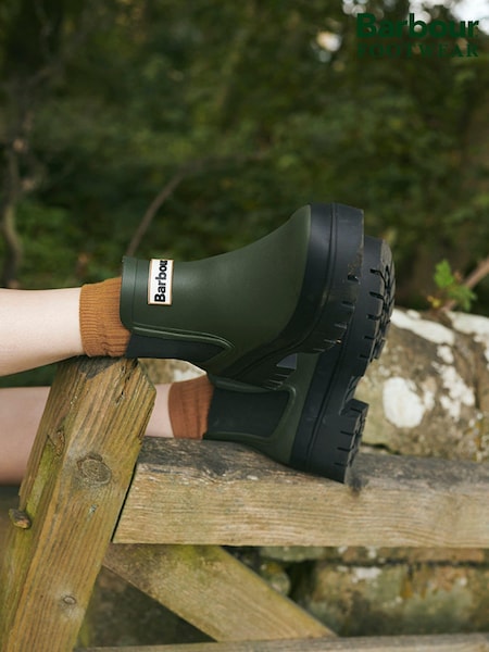 Barbour® Olive Green Halton Ankle Chelsea Wellington Boots (634147) | £70
