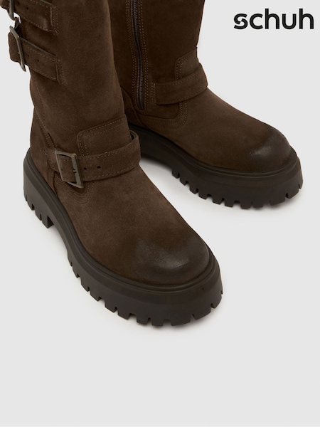 Brown - Schuh Danbury Suede Biker Boots