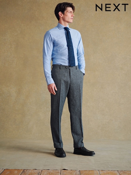 Barbour® Grey Herringbone Slim Fit Suit Trousers (634718) | £149