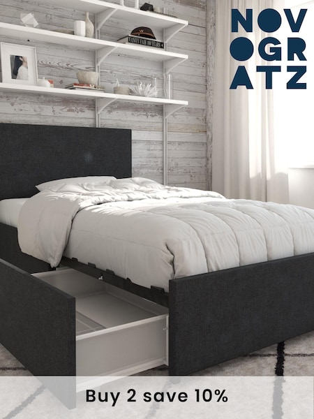 Novogratz Grey Kelly Linen 2 Drawer Storage Bed (634820) | £425