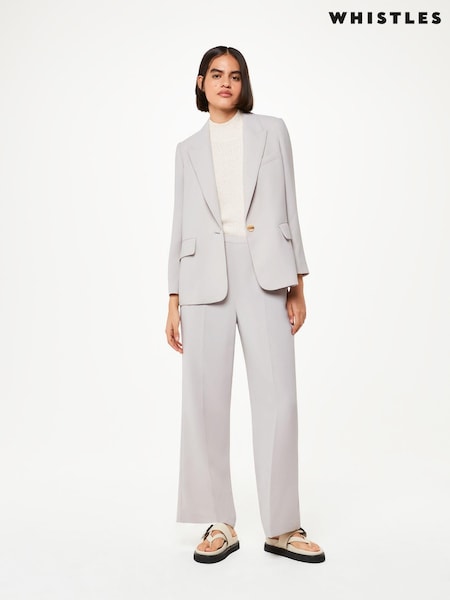 Whistles Grey Boyfriend Petite Crepe Blazer (635722) | £159