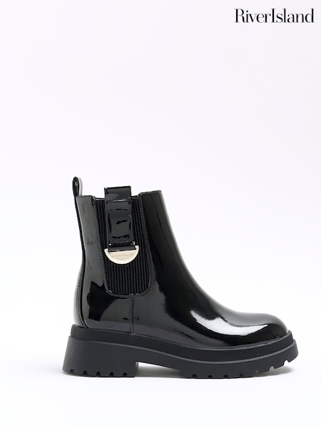 River Island Black Girls Half Crescent Chelsea Boots (635910) | £28
